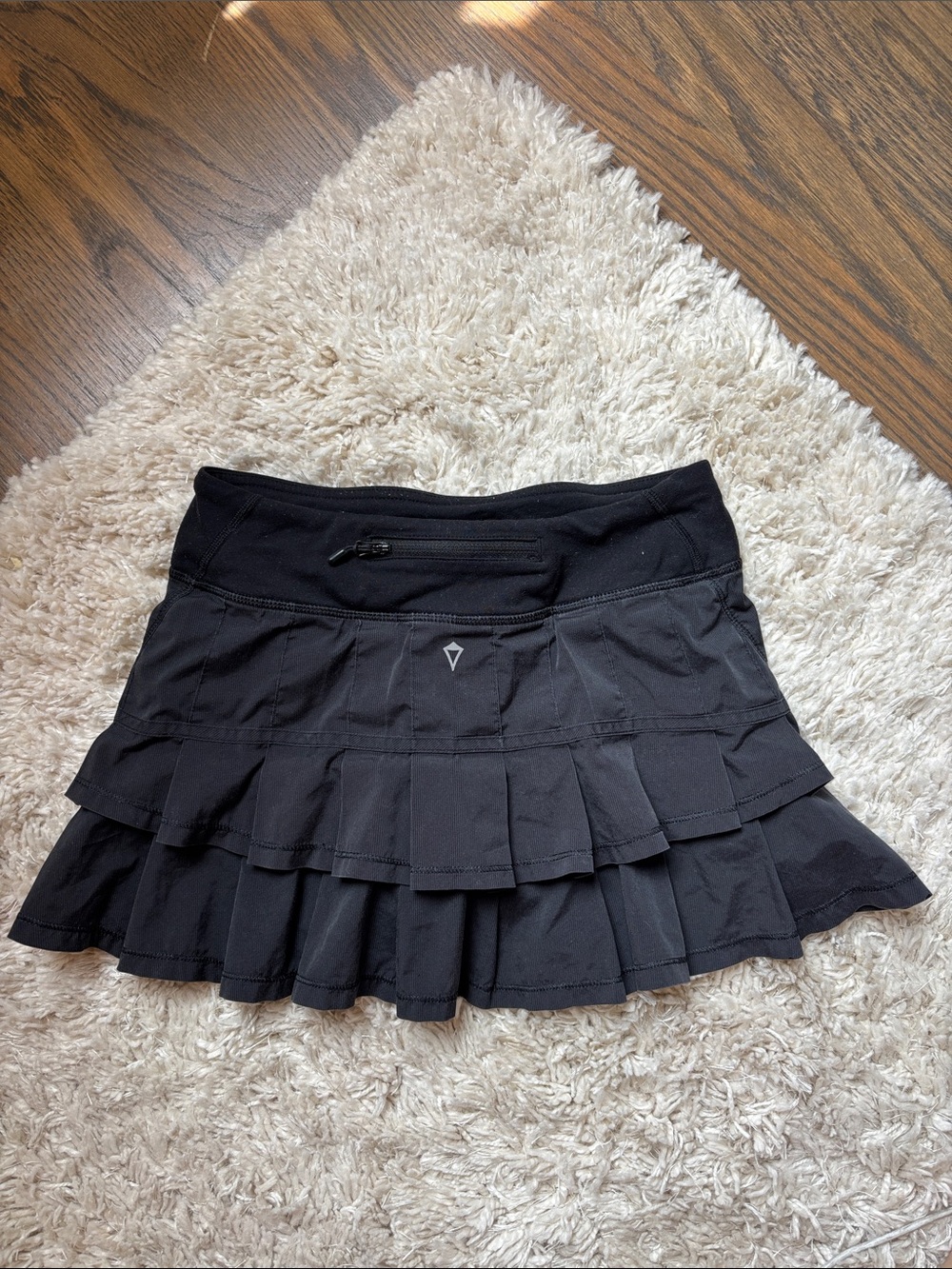 Ivivva Black Ruffled Athletic Mini Skirt with Zip Pocket
